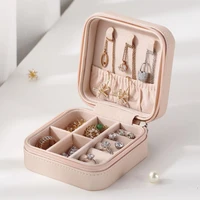 mini jewelry box for women jewelry travel organizer leather flip gift case earrings ring holder necklace storage display boxes