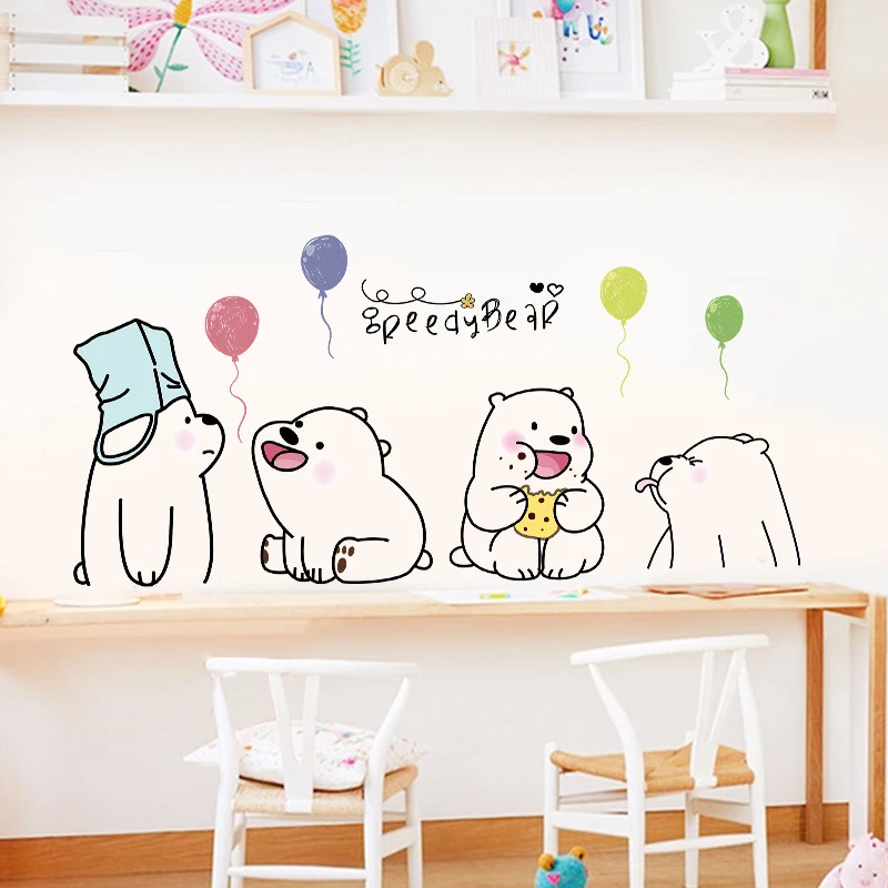 

Cute lazy bear cartoon wall sticker living room wall decor kids room decoration baby bedroom decor home self-adhesive stickers