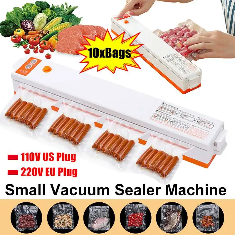 

EU/US Plug Vacuum Sealer Machine Packing Food Storage Packer For Dry Wet Food Perservation With 10 Pcs Free Vaccum Sealing Bags