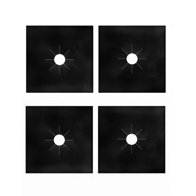 4 x black ERMAKOVA 2/4 шт крышка горелки для плиты с антипригарным покрытием многоразовые газовые горелки Лайнер протектор термостойкий газовый диапазон протектор - Цвет: 4 x black