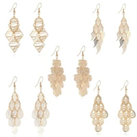 super cheap new arrivals elegant ladies gold plated geometric maple leaf long tassels dangle earrings for women fashion jewelry
