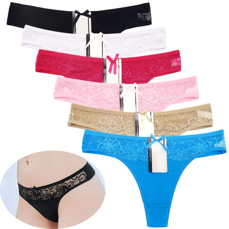 

5color Cotton lace Women's Sexy Thongs G-string Underwear Panties Briefs For Ladies T-back bikini lingerie 4pcs/lot 87313