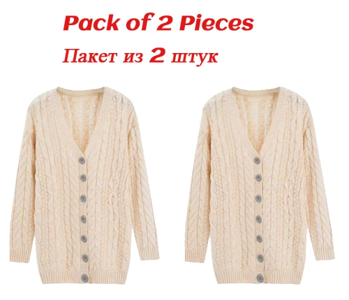 apricot pack of 2pcs Женский кардиган с длинным рукавом, кашемировый зимний Свободный кардиган, свитер, блейзеры, куртки, осенняя одежда, женский костюм OL, верхняя одежда - Цвет: apricot pack of 2pcs