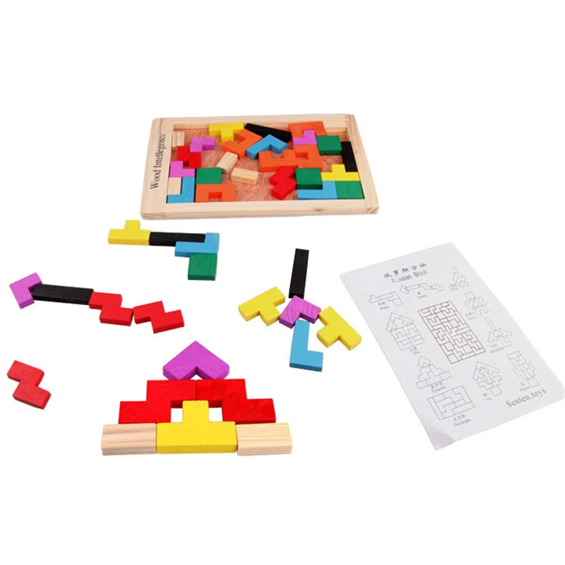 

Wooden Tetris puzzle toys For baby children's intellectual educational toys 2019 Kids colorful puzzle Board Toy Gift