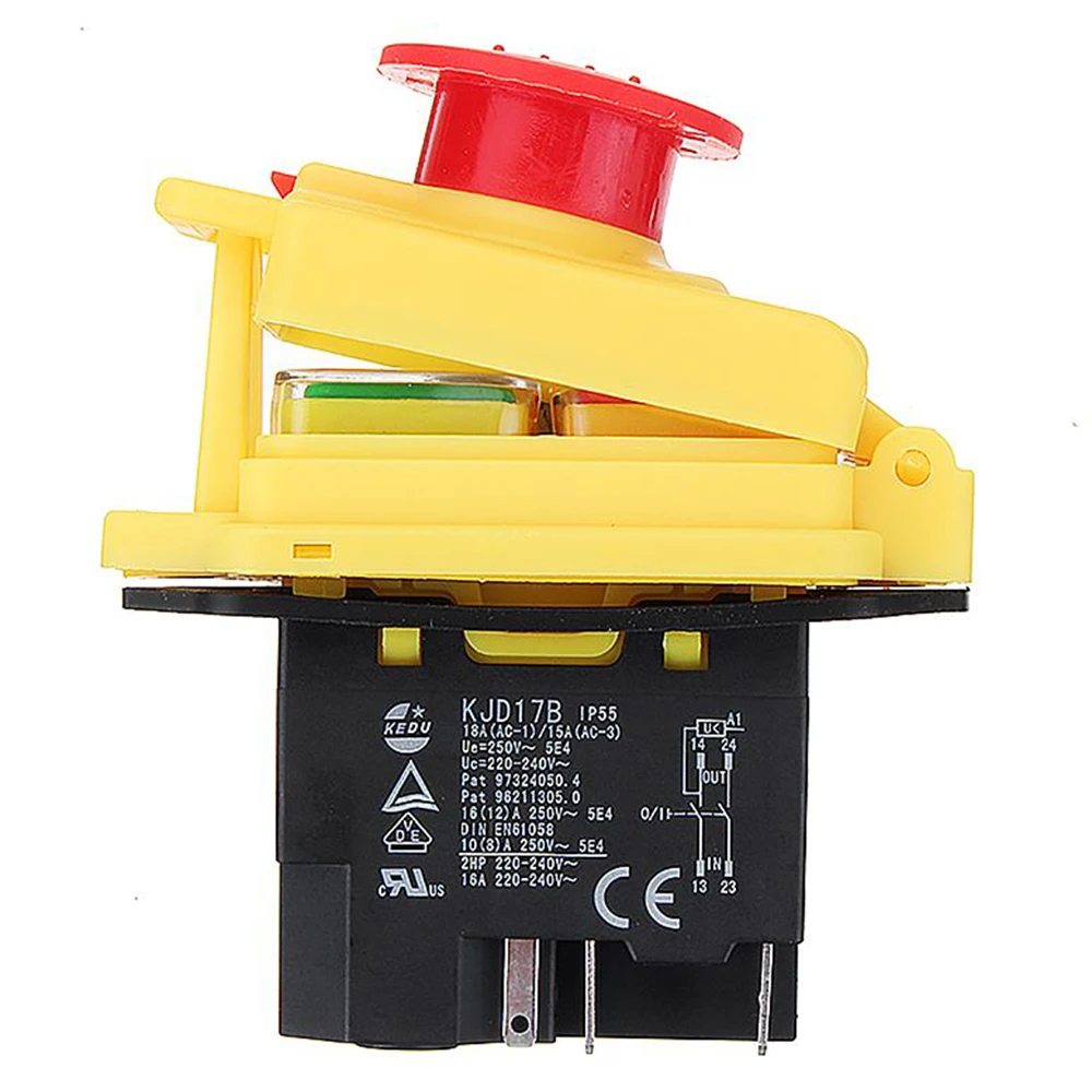 KEDU водонепроницаемые электромагнитные кнопочные переключатели 5 штырьков KJD17B/120 В KJD17B 220 В 2HP предохранительный аварийный стоп кнопочный переключатель