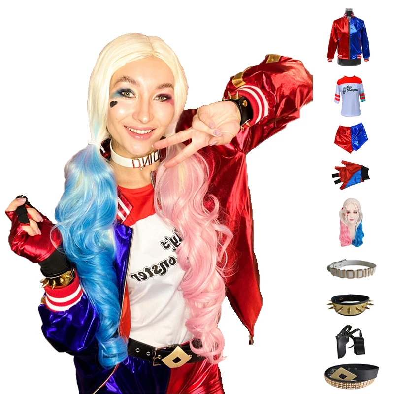 Halloween Kids Girls Cosplay Costumes Monster T-shirts Joker Jacket Wig Pants Sets Christmas New Year Party Clothes