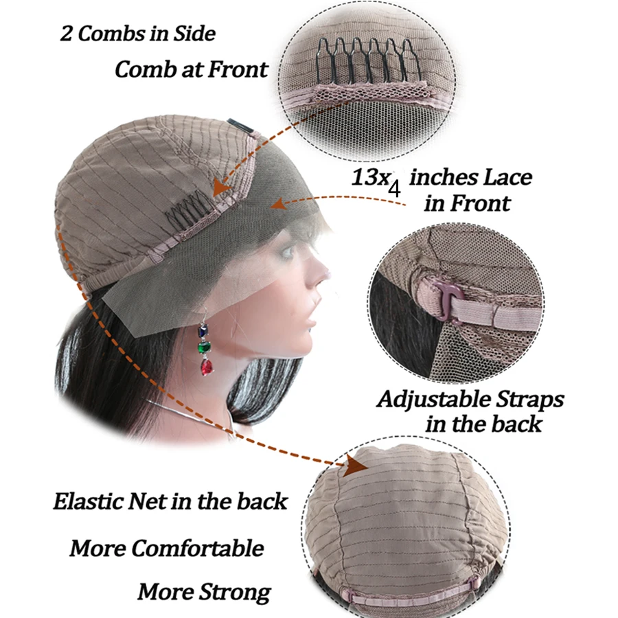 Малазийские кудрявые прямые парики 13x4 на сетке спереди человеческие волосы Choshim