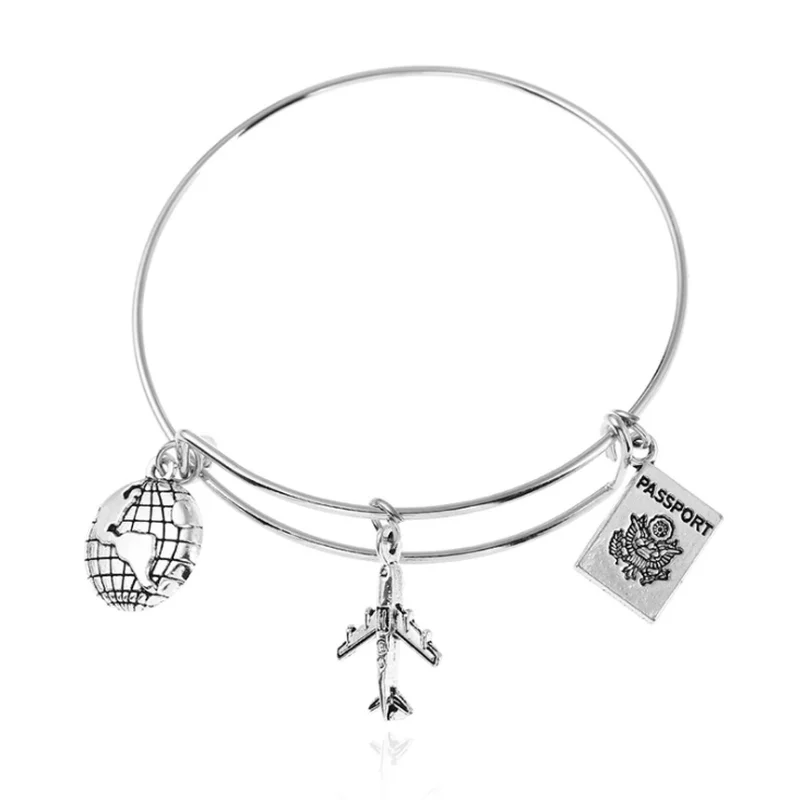 

Creative Fashion Airplane Globe Camera Travel Bracelet Decoration Small Classic Collec Jewelry Gifts