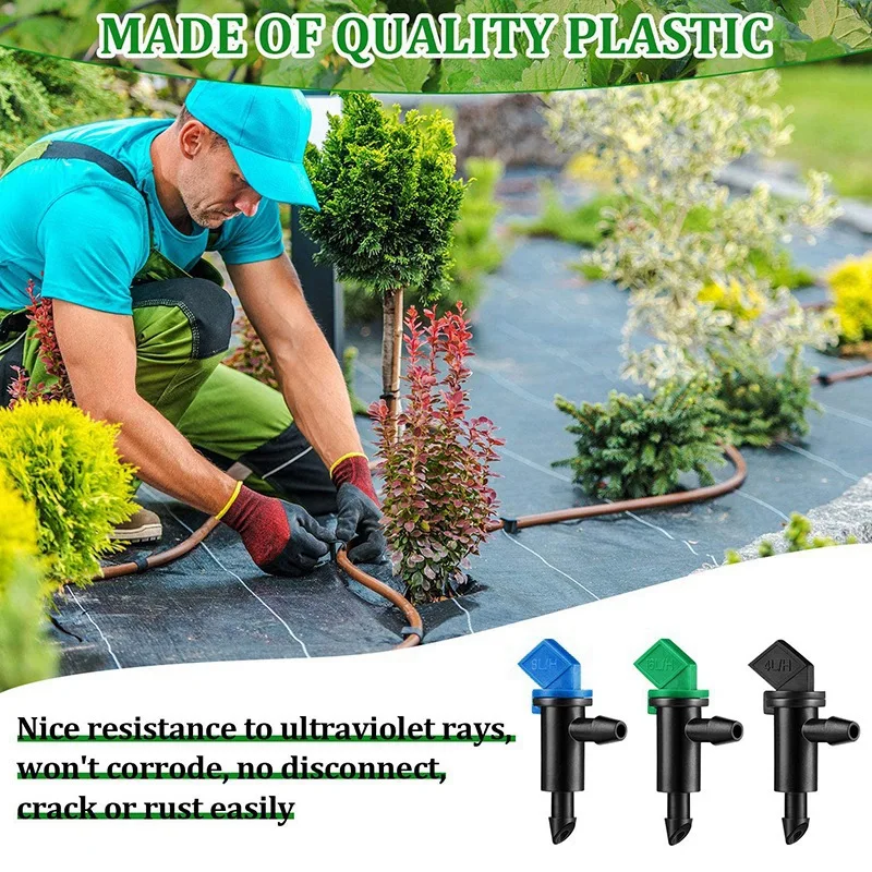 

60 Pieces Drip Emitter Garden Flag Irrigation Dripper in 3 Sizes, Trees and Shrubs, 1 GPH, 2 GPH, 4 GPH