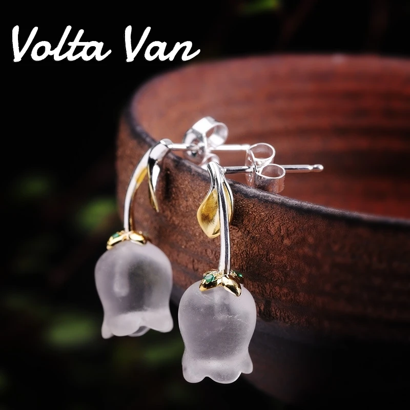 

Volta Van Natural Crystal Drop Earrings 925 Sterling Silver 2022 New Elegant Pendientes Plata Trendy Pomegranate Flower Earrings