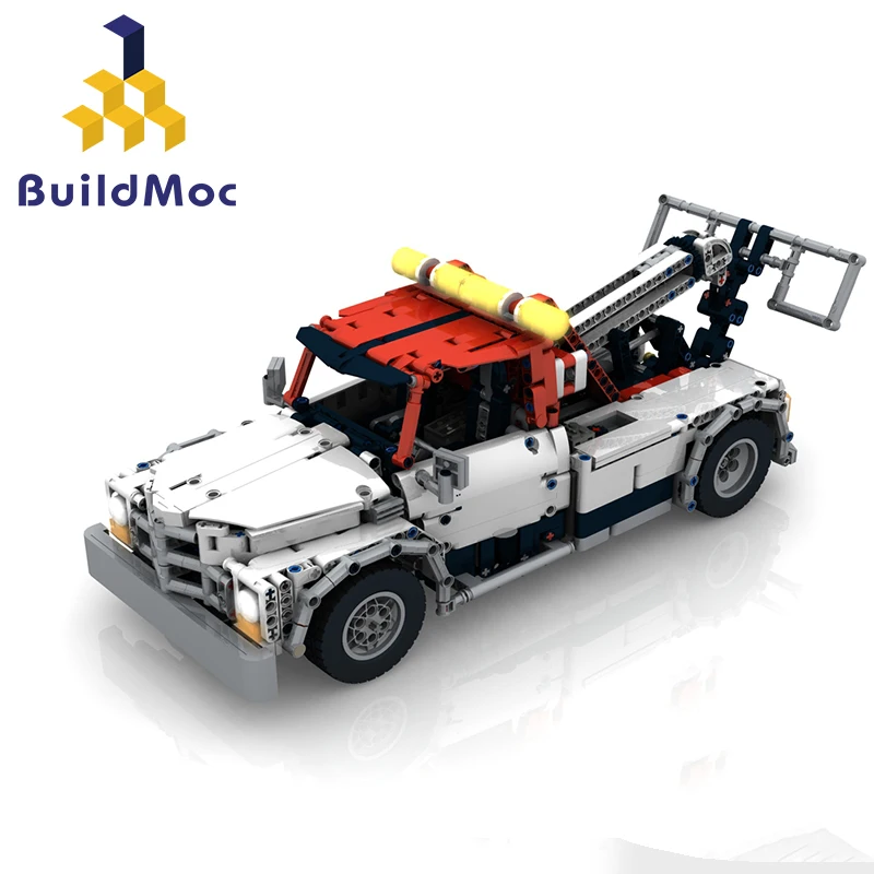 

BuildMoc Engineering Bulldozer Classic Tow Truck Crane Compatible technical Technical Truck Building Block City Toy For Children