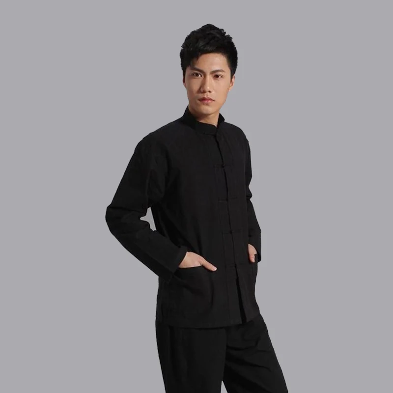 Китайская традиционная китайская одежда для мужчин Танг льняные Топы Одежда