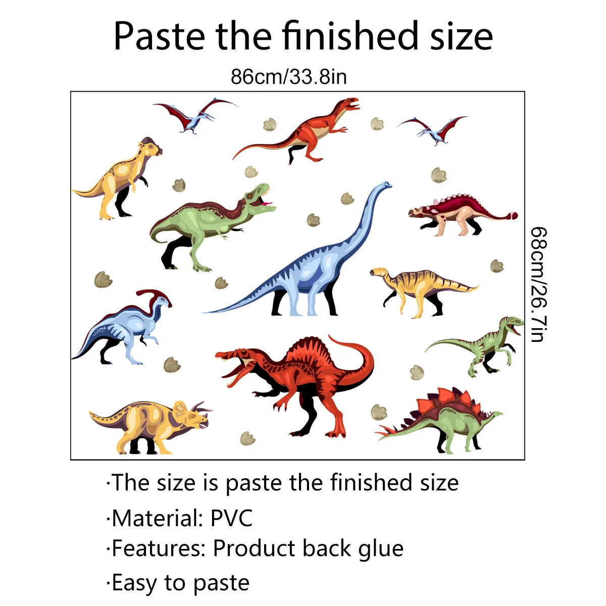 

Dinosaur Pterosaur Footprints Self-adhesive Wall Stickers Children's Room Living Room Bedroom Creative Wall Stickers
