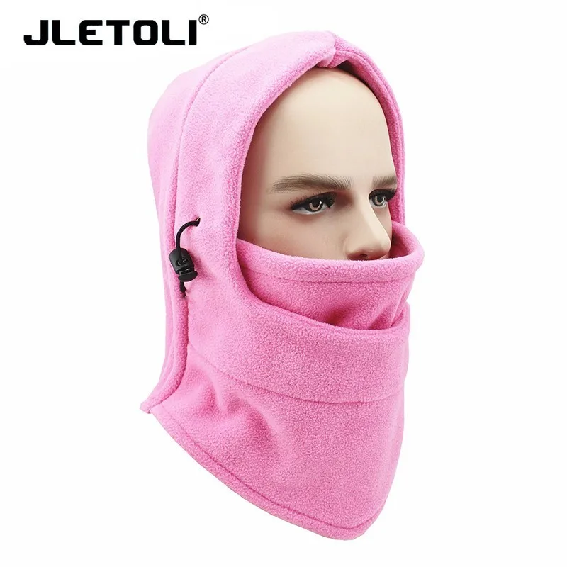 pink JLETOLI Открытый Осень Зима ветрозащитный флис теплый Facemask лыжный головной убор с капюшоном шапка Велоспорт езда обучение маска - Цвет: pink