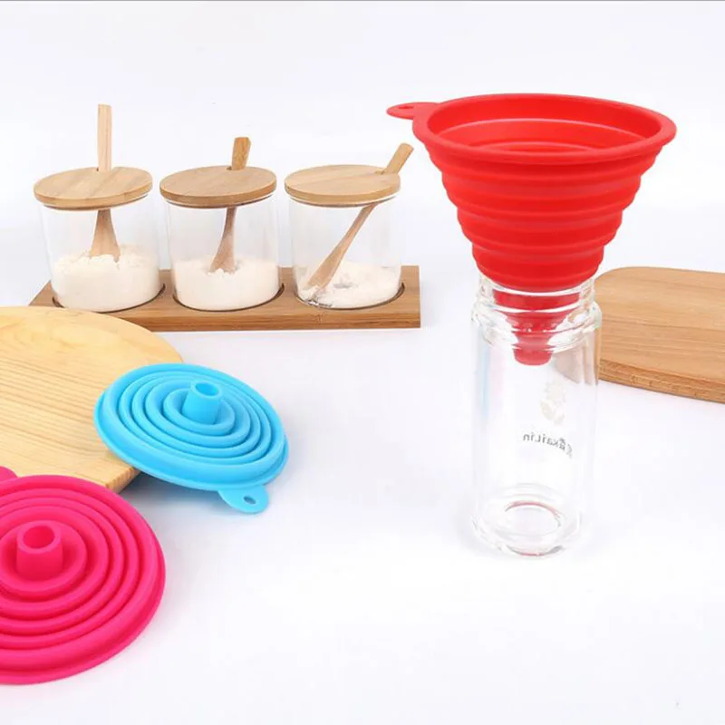 1 шт. утолщенная Пищевая силиконовая складная телескопическая Воронка для