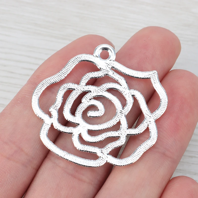 10 x большие открытые филигранные розовые Цветочные Подвески для ювелирных
