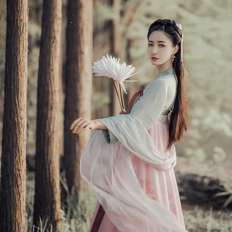 Женский вышитый костюм Hanfu для национального классического танца праздничный
