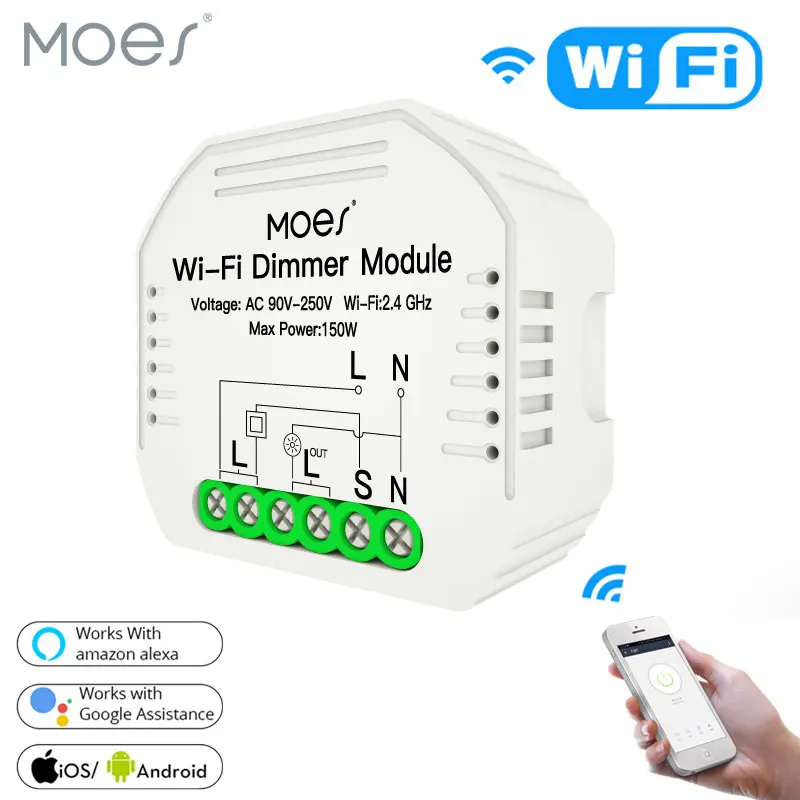 

DIY Smart WiFi Light LED Dimmer Switch Smart Life/Tuya APP Remote Control 1/2 Way Switch,Works with Alexa Echo Google Home