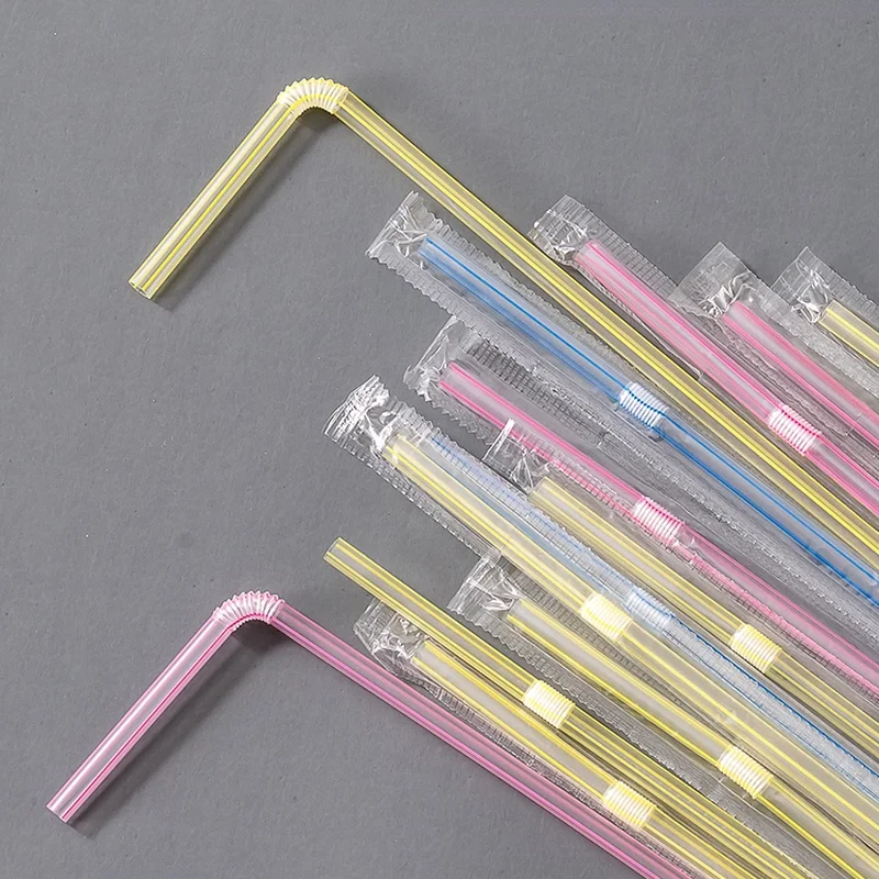 

Disposable Straws Individually Packaged Household Juice Drinks Soy Milk Curved Single Independent