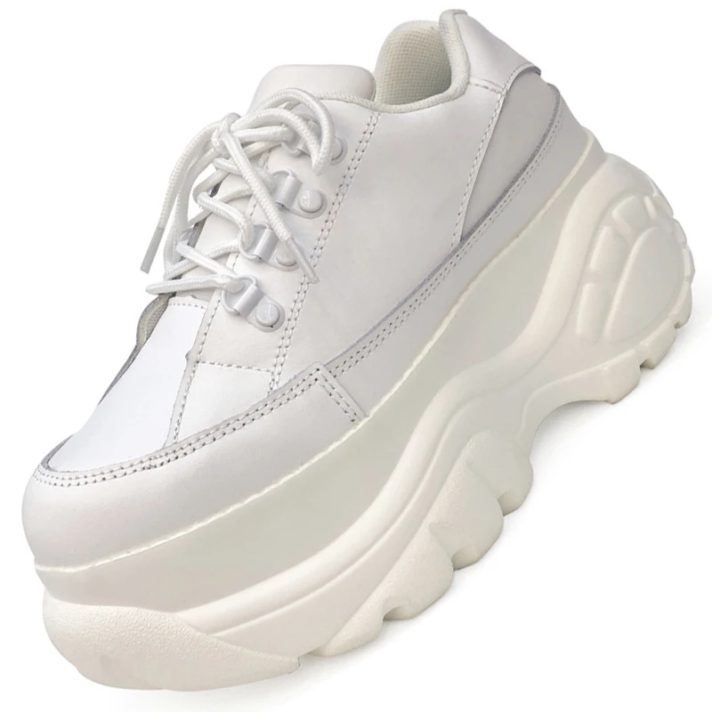 

2021Top Quality Genuine Leather Platform Buffalo Shoes Women Casual Shoes Round Toe Brand Luxury Dad Shoes Walking Soft Sneakers