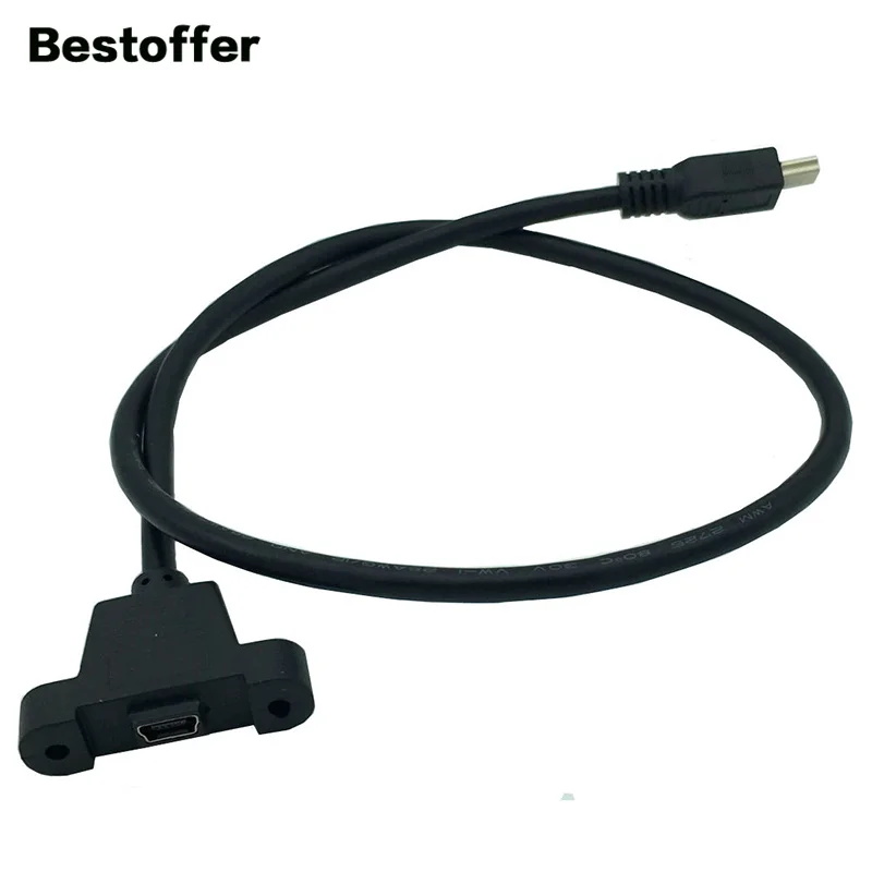 50 см мини-usb 5-контактное гнездо Папа-мама Панель Крепление штепсельная вилка T-Mount
