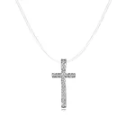 Цепочка-крест женская, невидимое ожерелье серебряного цвета с кубическим кристаллом циркония, Элегантная Модная вечерние бижутерия