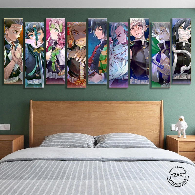 

9pcs Stone Pillar Kimetsu No Yaiba Demon Slayer anime Poster Artwork HD Wall Paintings for Home Decor Unframed