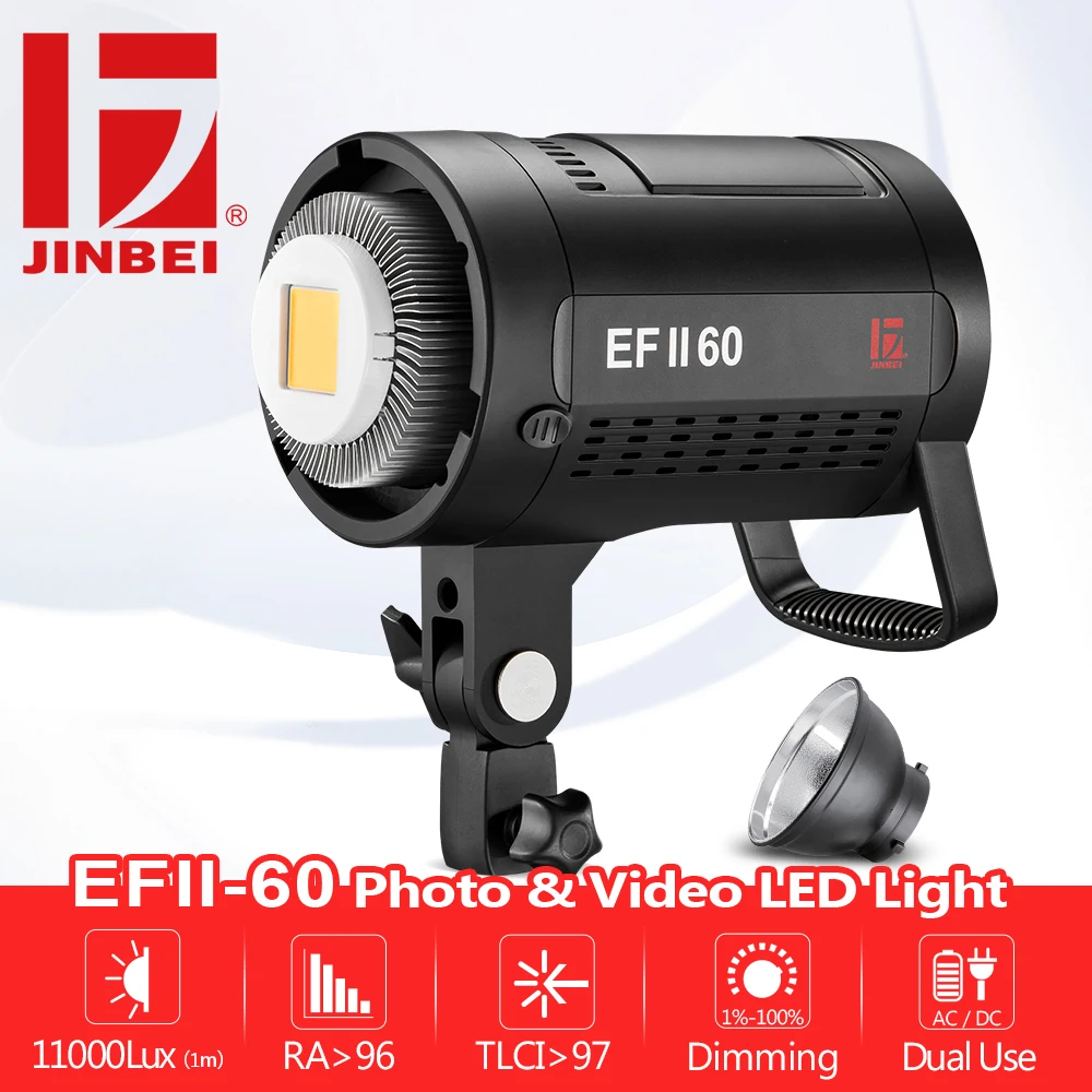 Светодиодный светильник JINBEI для фото и видеосъемки 60 Вт переменный ток 5500K CRI 95