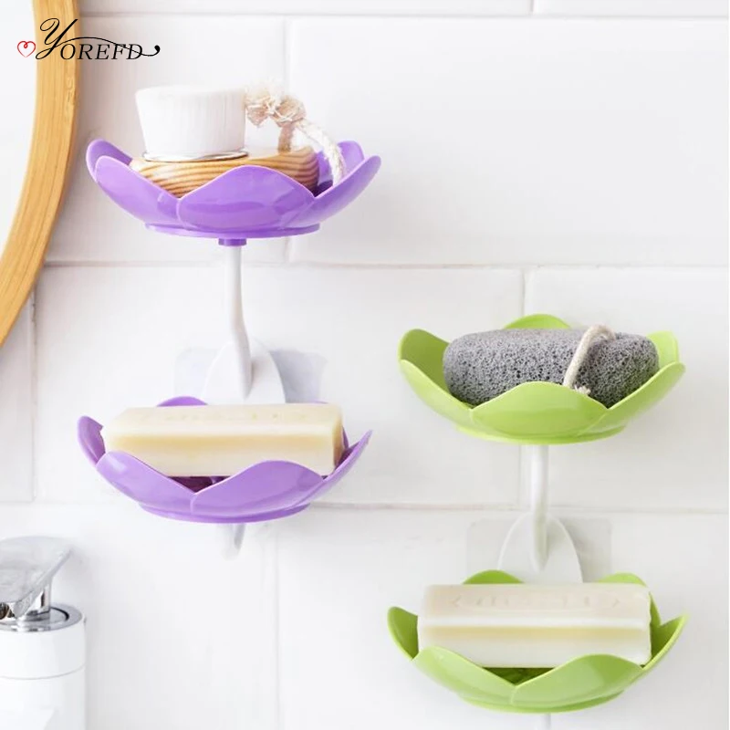 Креативный съемный двухслойный держатель мыла OYOREFD с лотосом милый настенный