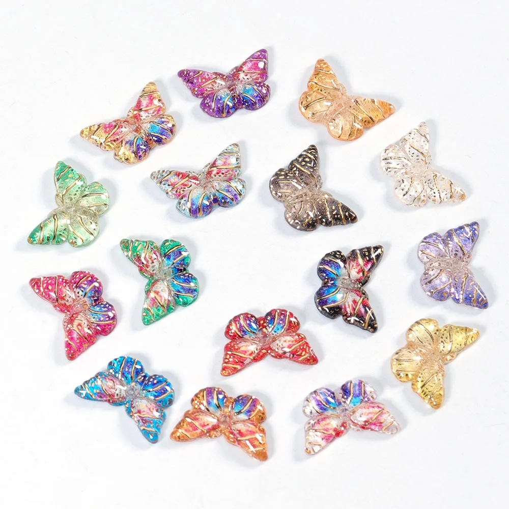 Акриловые кулоны сверкающего цвета 10 шт. подвеска-бабочка карамельного для