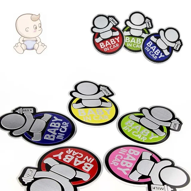 Наклейка для автомобиля мультфильм ребенок в машине на доске цветные