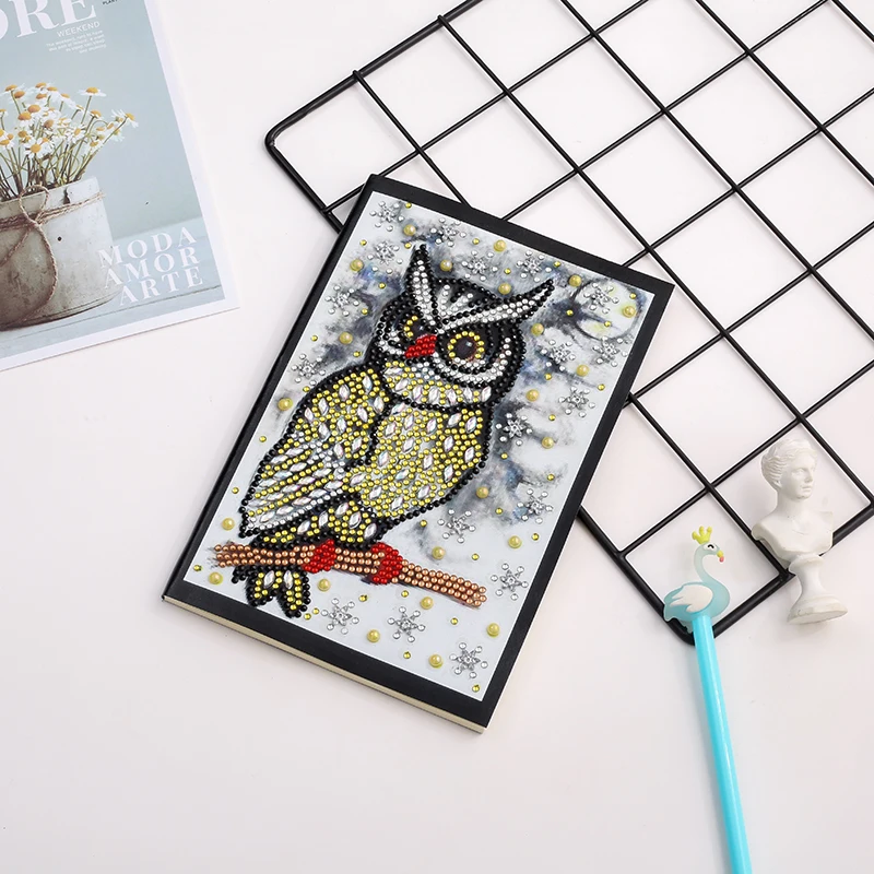 Дневник DIY Owl Special Shaped Diamond Painting на 56 страниц в формате A5 для скетчбука и вышивки крестом в подарок.