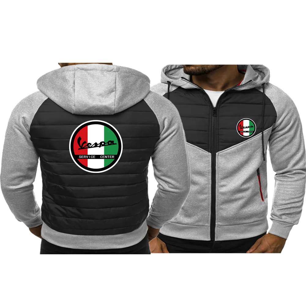 

2021 New Vespa Printed Letters Men's Fall/Winter Hoodie Zipper Jacket Printed Stitching Hoodie European American Cardigan