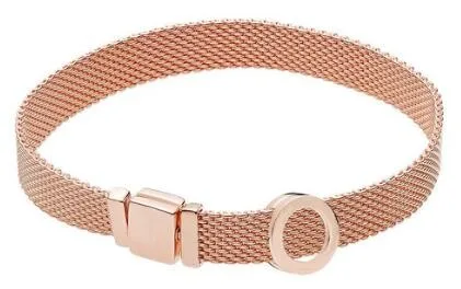 

Real 925 Sterling Silver Gold Rose Original Reflexions pan Bracelet Gift Set for Women Bead Charm Bangle DIY Jewelry