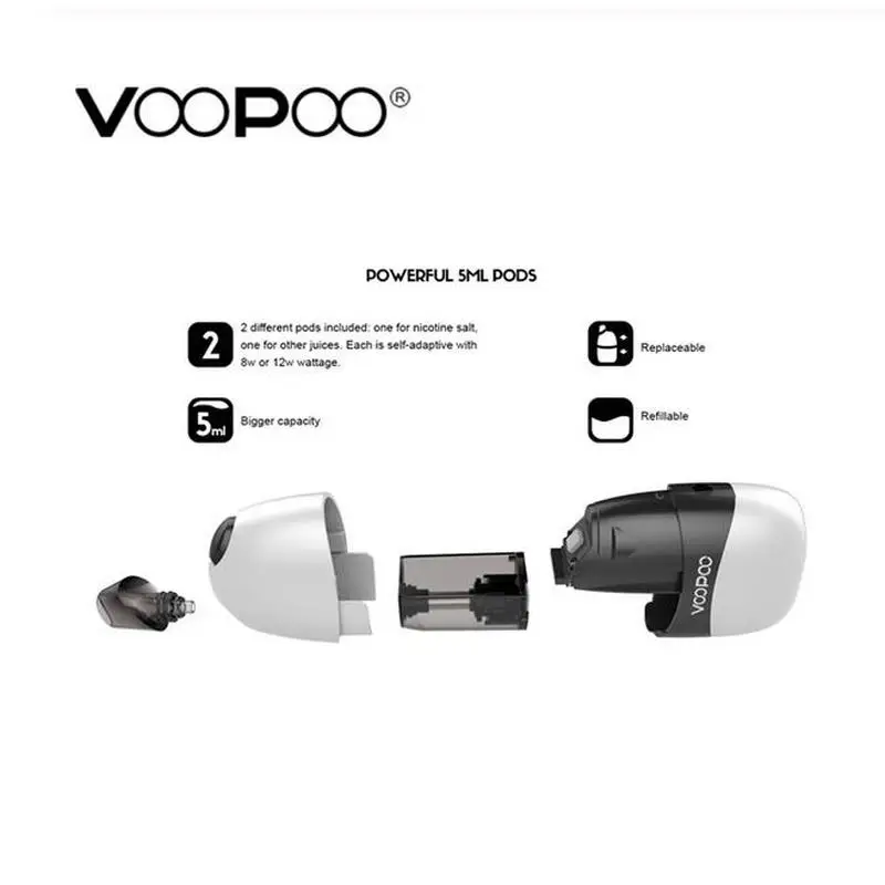 5 шт./лот Voopoo панда комплект все-в-одном POD система 5 мл картридж POD 1100 мач батарея электронная сигарета Vape испаритель VS Justfog