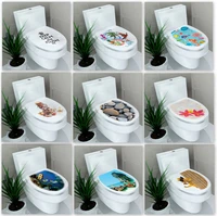1pc 3239cm scenery printed toilet stickers wc pedestal pan cover sticker toilet stool commode sticker bathroon decor