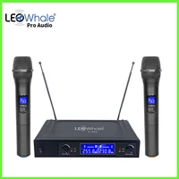 leowhale pro dual 2handheld wireless dynamic microphone audio system karaoke with receiver for singing meeting ktv