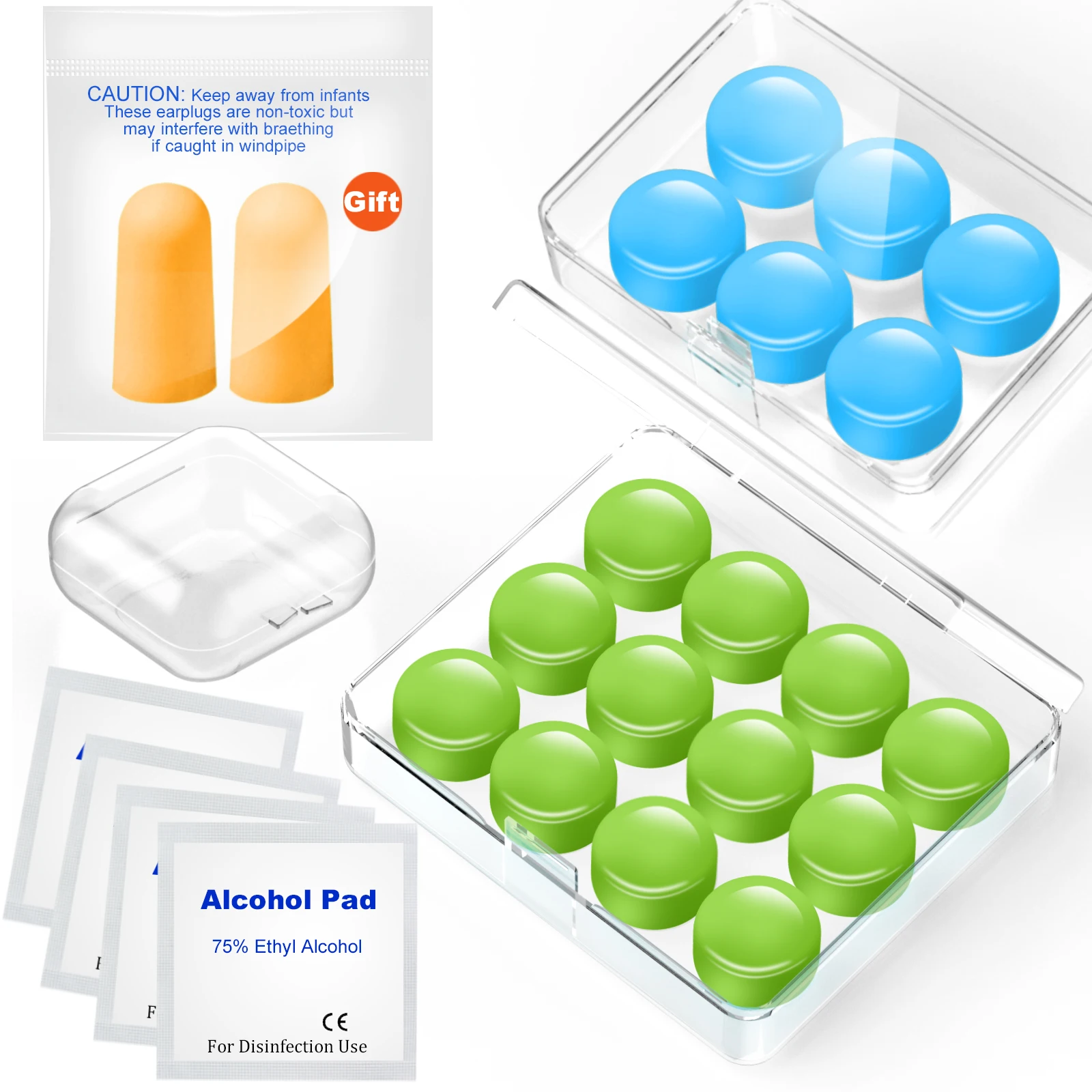 

18Pcs Silicone Ear Plugs Sleep Anti-Noise Snoring Earplugs Noise Cancelling For Sleeping Noise Reduction Protect Hearing Travel