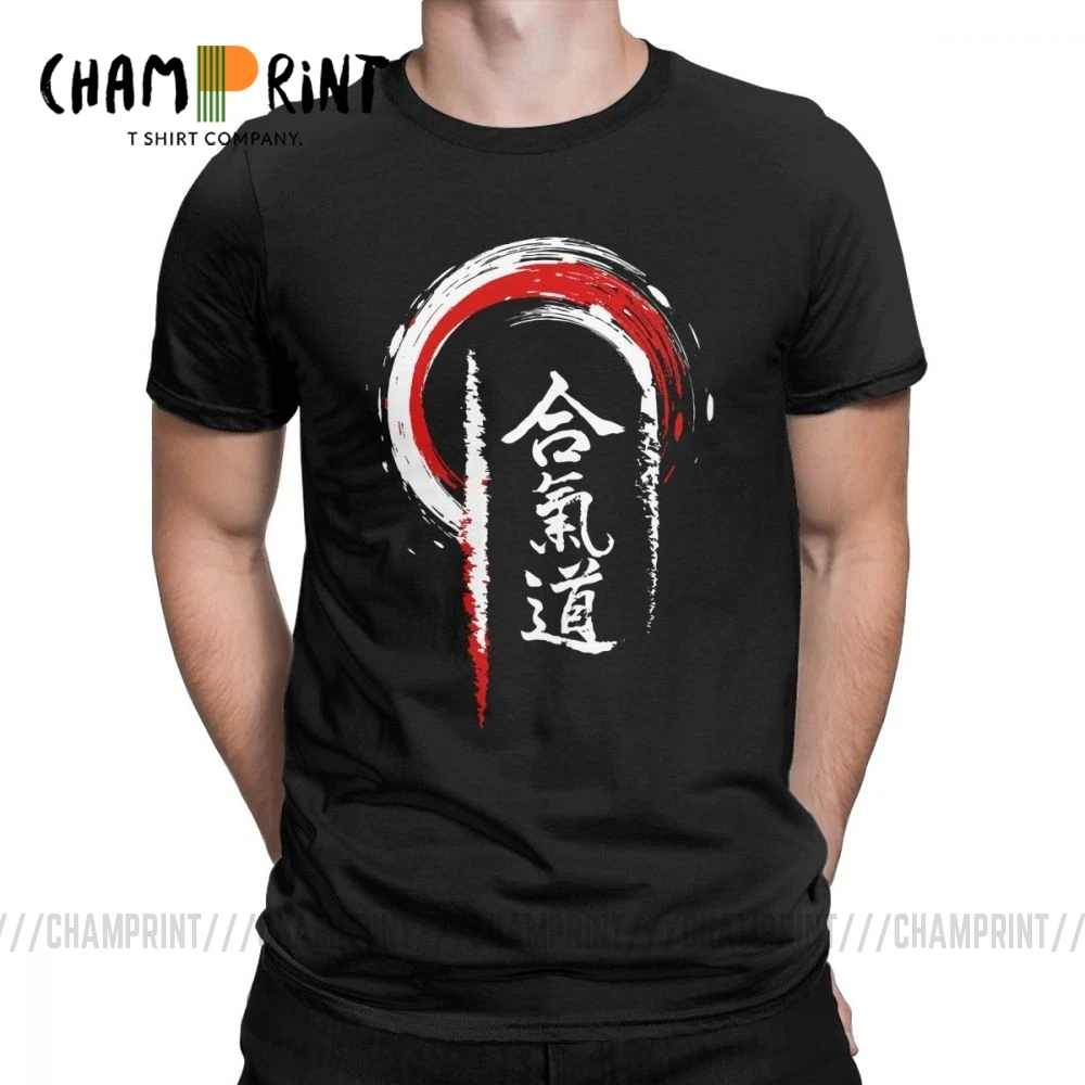 Men T Shirts Japan Aikido Funny Short Sleeve Morihei Ueshiba Tees Crewneck Clothing Cotton Printed T-Shirts Plus Size | Мужская одежда
