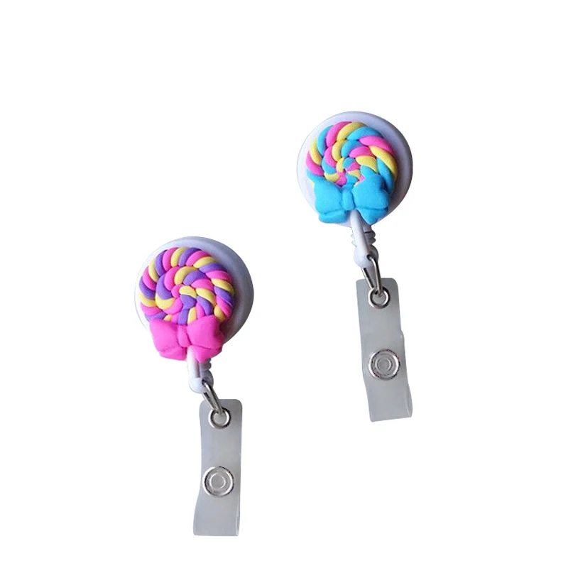1 шт. милый кавайный мультяшный леденец Радужный выдвижной значок катушка зажим