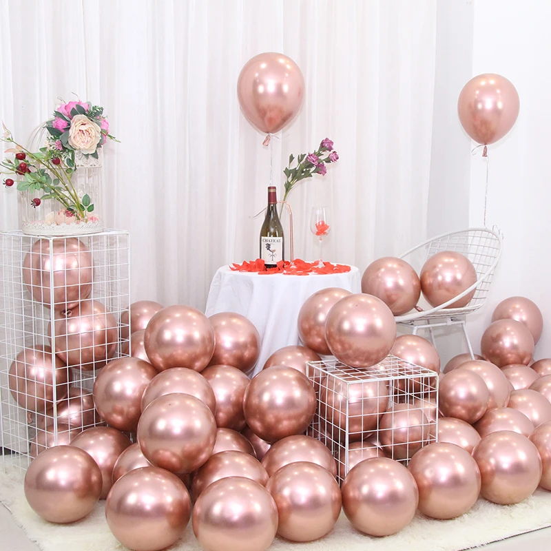 

10inch Rose Gold Chrome Metallic Latex Balloons Pearly Metal Ballon Air Globos Wedding Birthday Party Supplies Decoration Toys