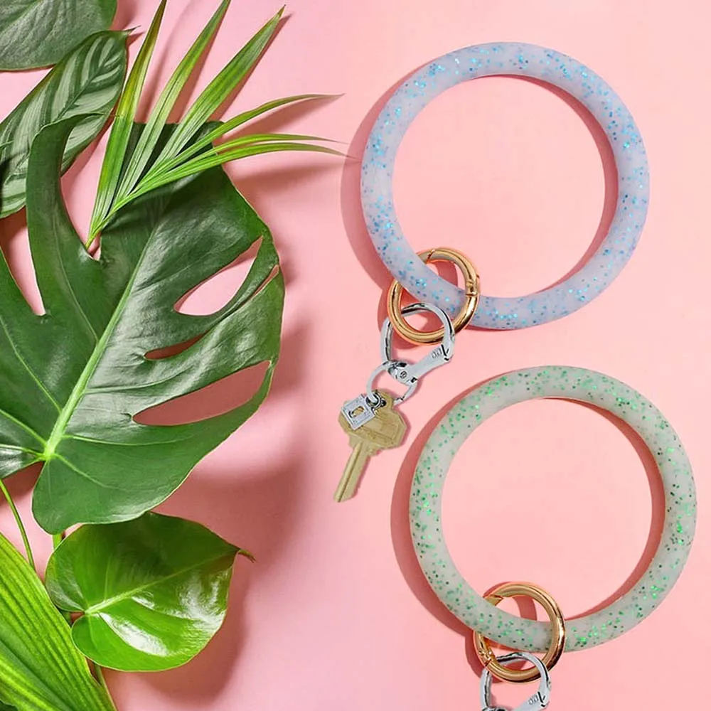 Модный Блестящий силиконовый браслет для брелка женщин Круглый автомобильный