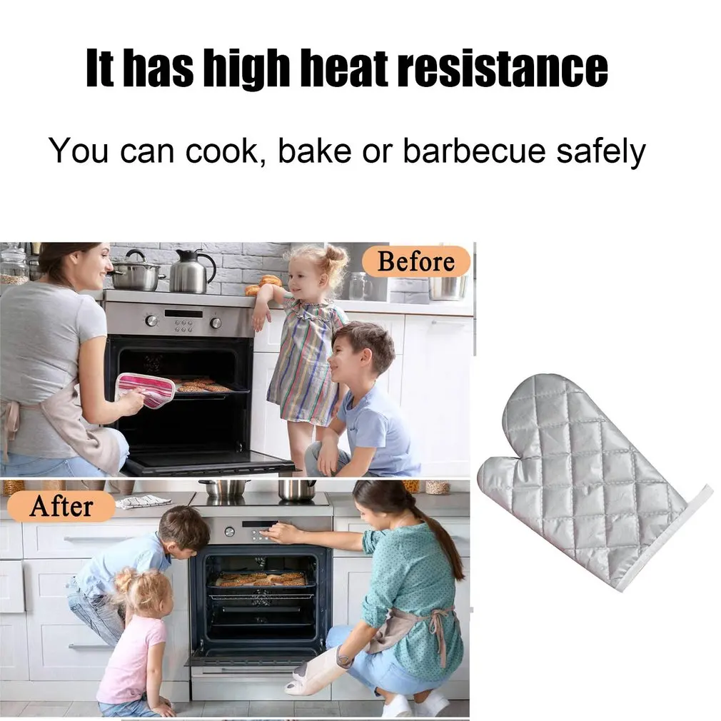

Microwave Oven Insulated Gloves Special For Oven And Kitchen Lengthened Thickened Silver Coated Gloves