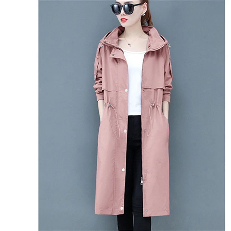 

Windbreaker Women Mid-Length 2020 Autumn Fashion New Temperament Slim Hooded Long-Sleeved Windbreaker Trend 203