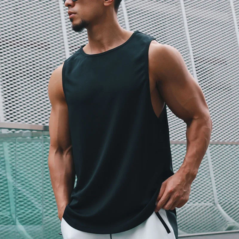 

Pure Color Quick-drying Vest Men Running Training Fitness Leisure Breathable Sleeveless Vest Men Outdoor Leisure T-shirts Men