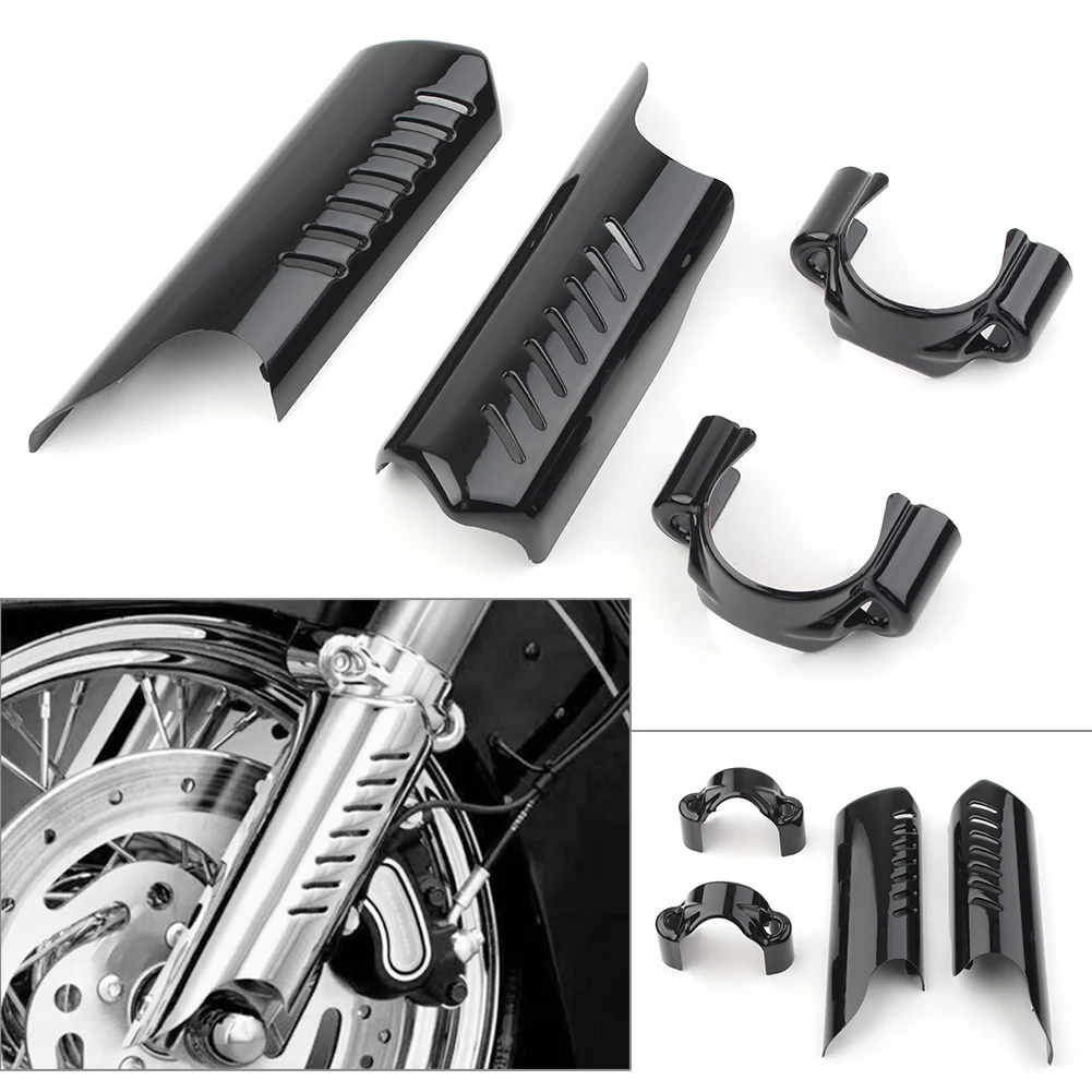 

2Pcs ABS Motorcycle Fork Lower Leg Deflectors Shield Cover for Harley Softail Dyna FL FXSTB Black