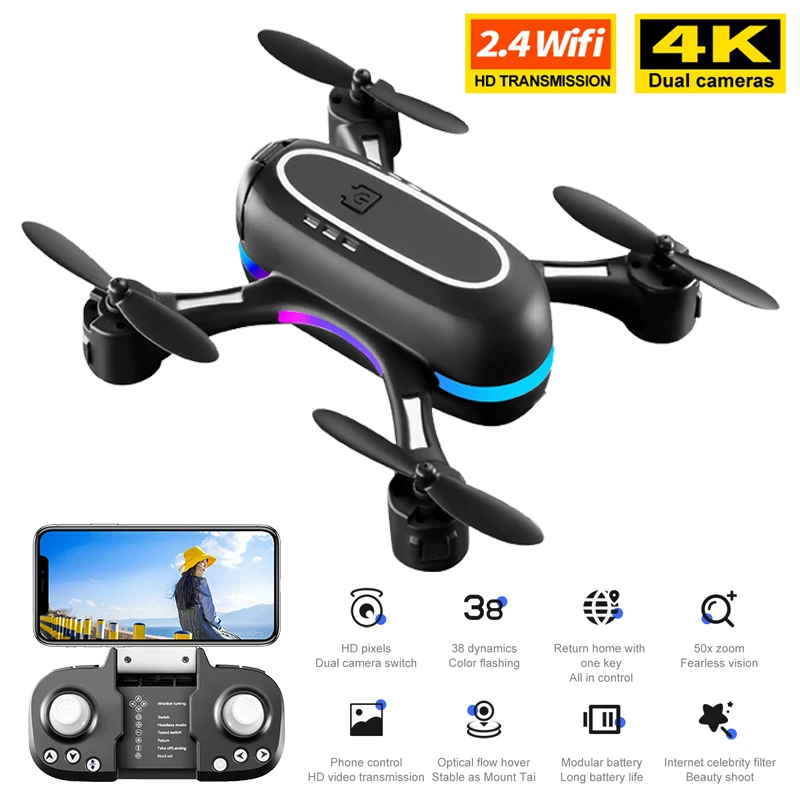 

LO7 Drone 4K HD Dual Camera 720P 480P FPV Optical Flow Positioning RC Helicopter Profesional Quadcopter Mini Dron Toys