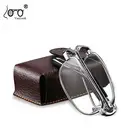 Складные очки для чтения для мужчин и женщин, металлическая прямоугольные солнцезащитные очки оправа, прозрачные линзы, очки для чтения с чехлом VANLOOK 2020