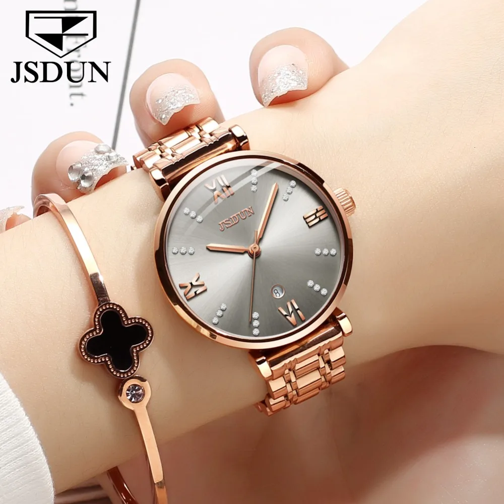 

Jsdun 18k rose gold simple women's watch fashion waterproof quartz wristwatch Korean diamond student ladies Armania Watch