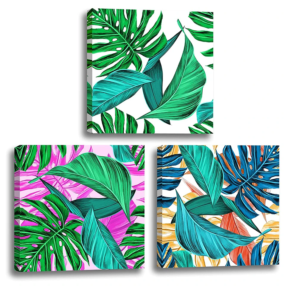 

3 Piece 5D Diamond painting Botanical Green Leaf Simple Life Full Square Round Drill Diamond Embroidery Cross stitch Home Decor